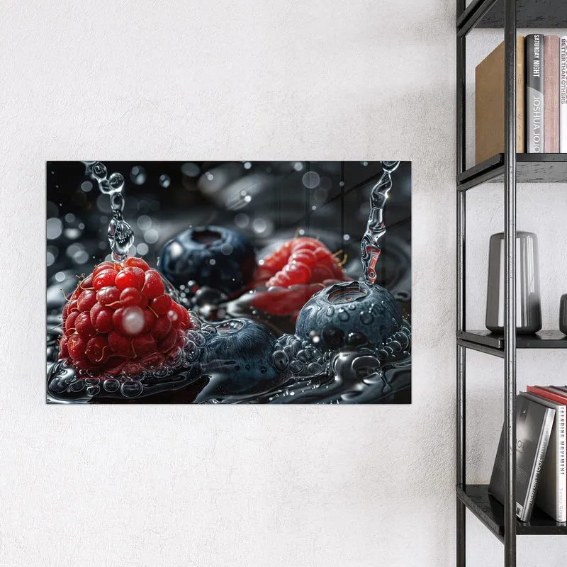 Magnettafel - Himbeere und Blaubeeren