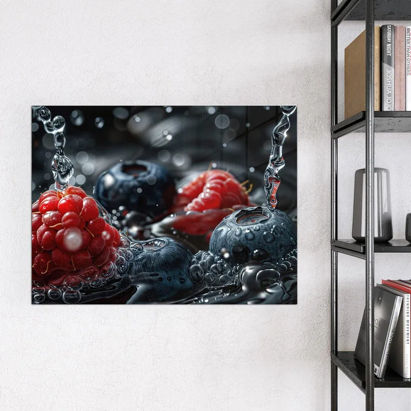 Magnettafel - Himbeere und Blaubeeren
