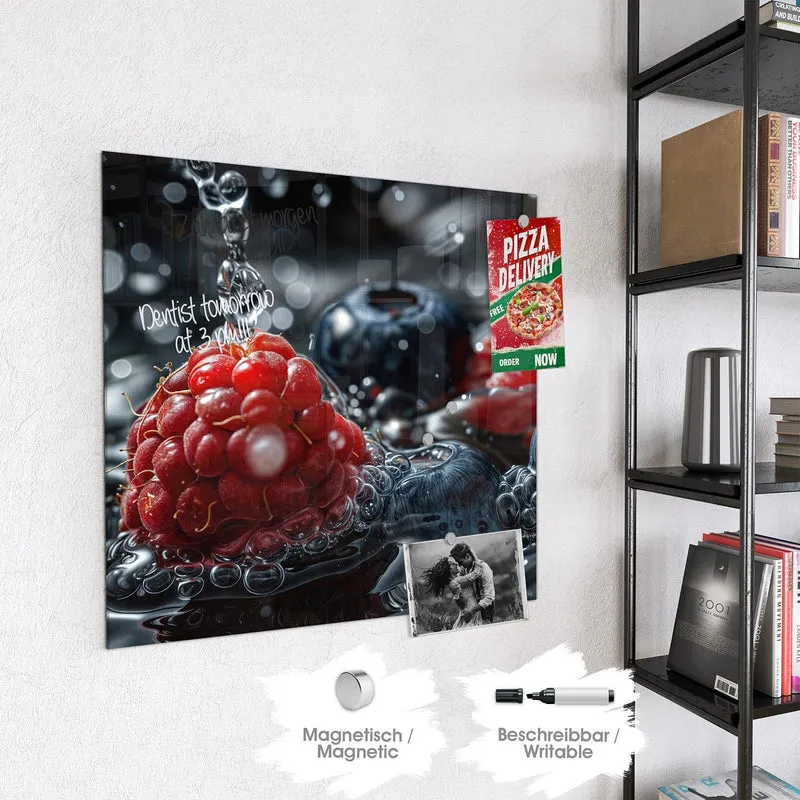 Magnettafel - Himbeere und Blaubeeren