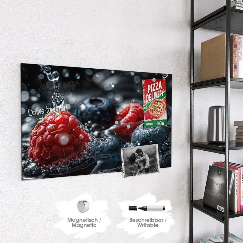 Magnettafel - Himbeere und Blaubeeren