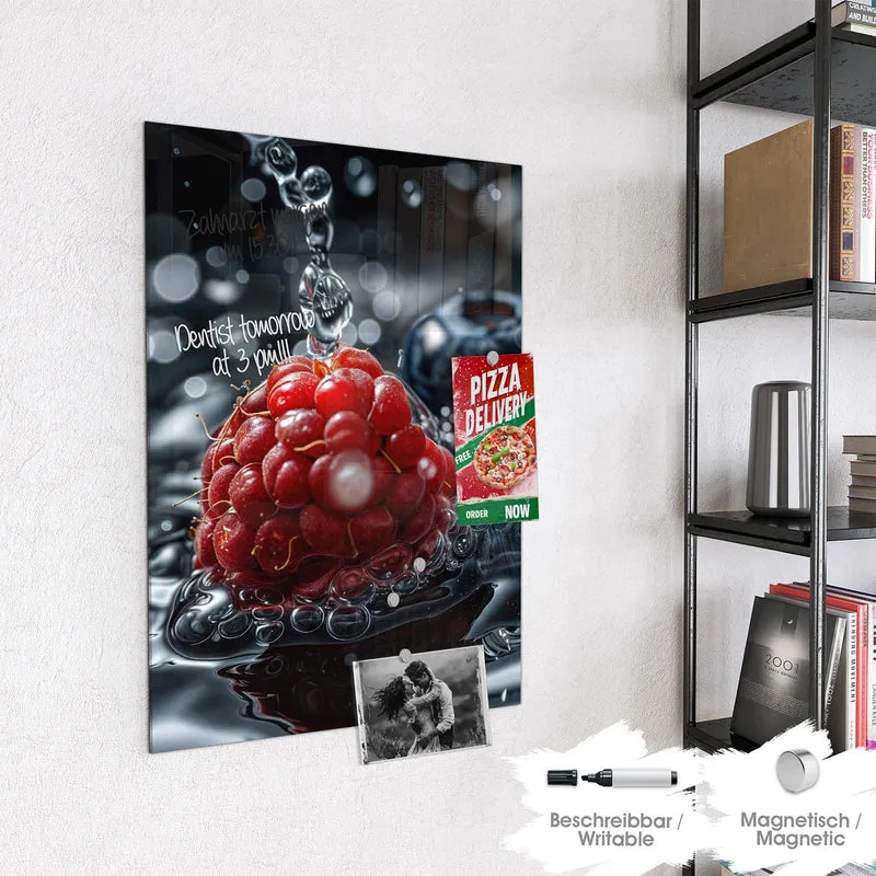 Magnettafel - Himbeere und Blaubeeren