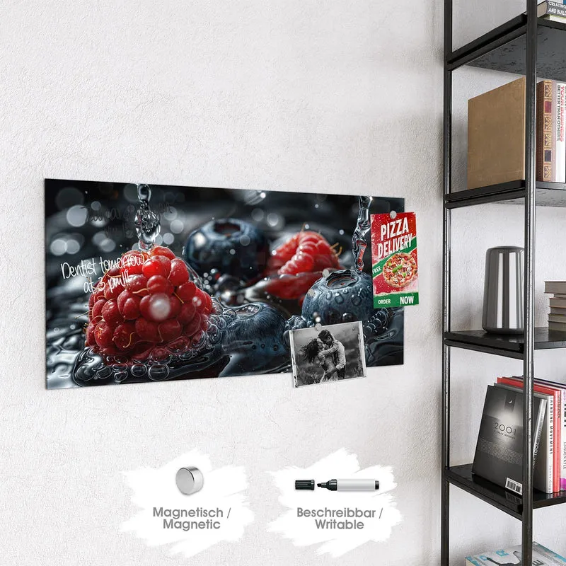 Magnettafel - Himbeere und Blaubeeren