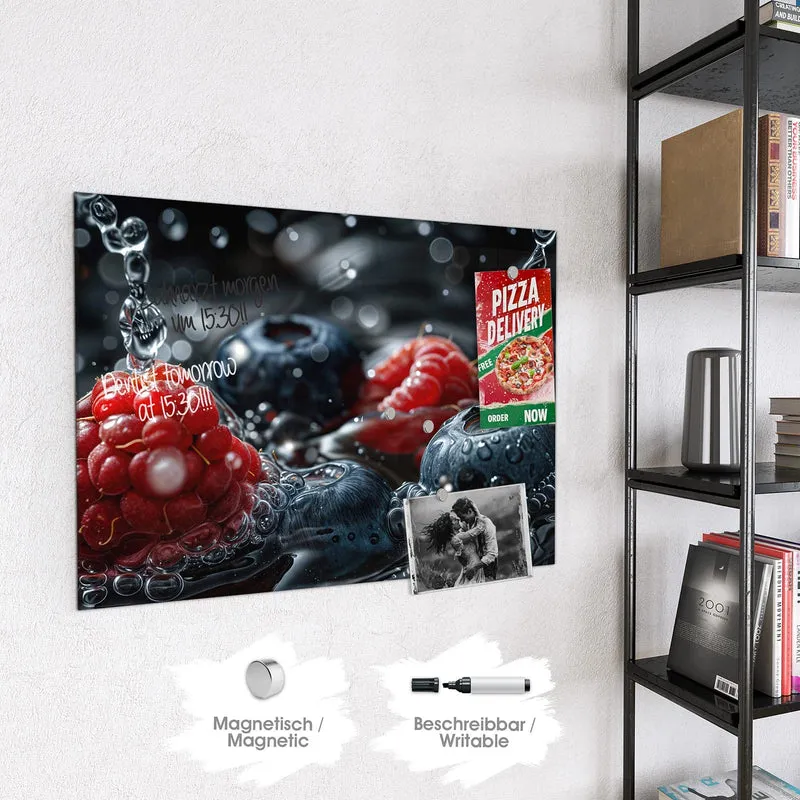 Magnettafel - Himbeere und Blaubeeren