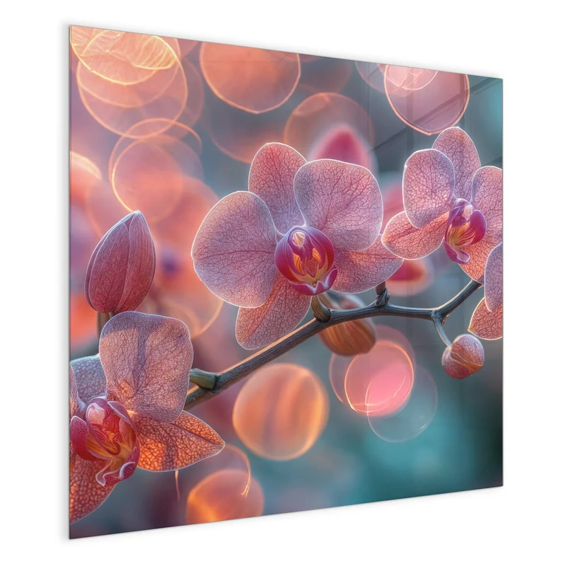 Magnettafel - Orchideen vor Orange