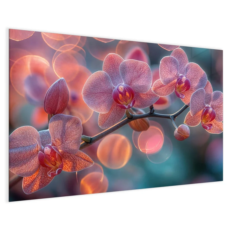 Magnettafel - Orchideen vor Orange