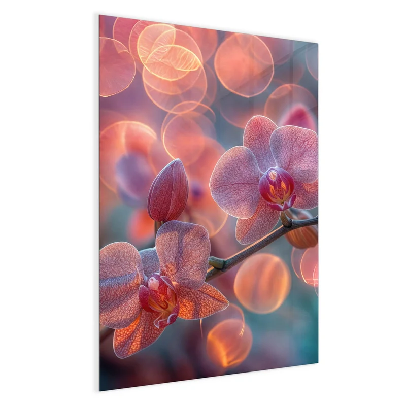 Magnettafel - Orchideen vor Orange