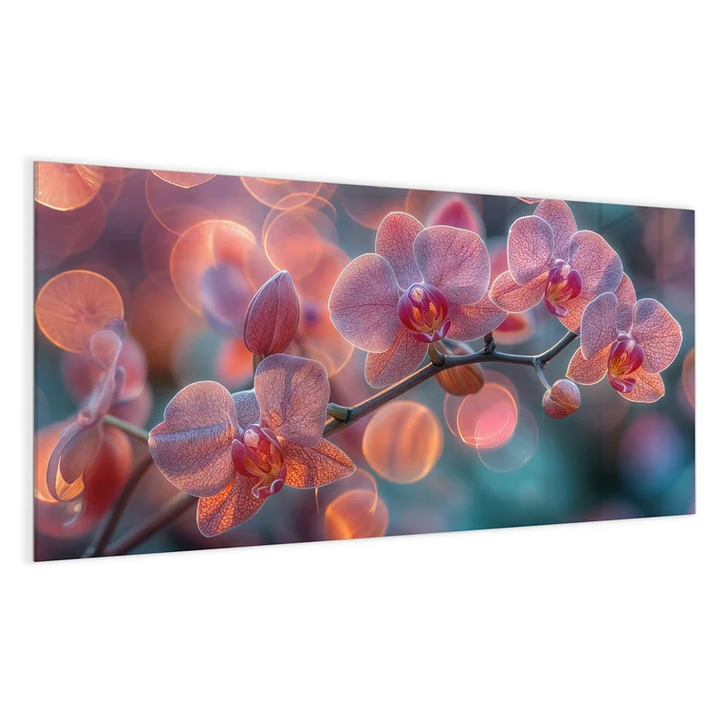 Magnettafel - Orchideen vor Orange