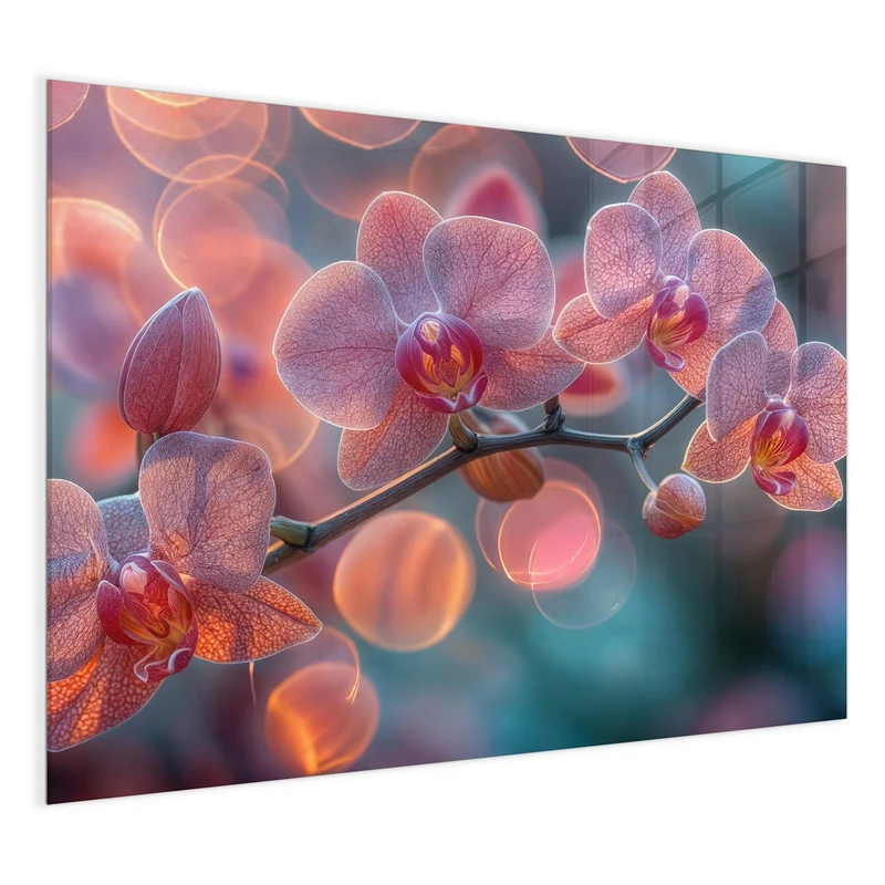 Magnettafel - Orchideen vor Orange