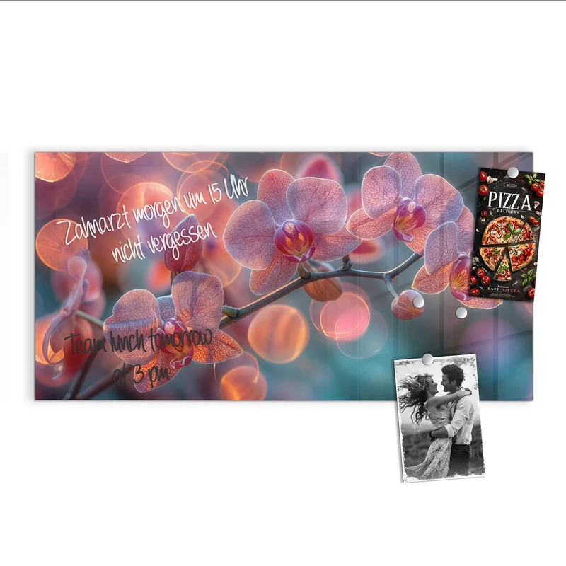 Magnettafel - Orchideen vor Orange
