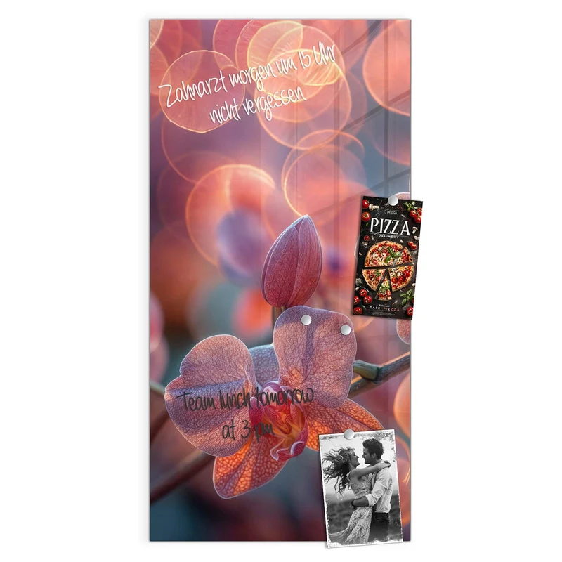Magnettafel - Orchideen vor Orange
