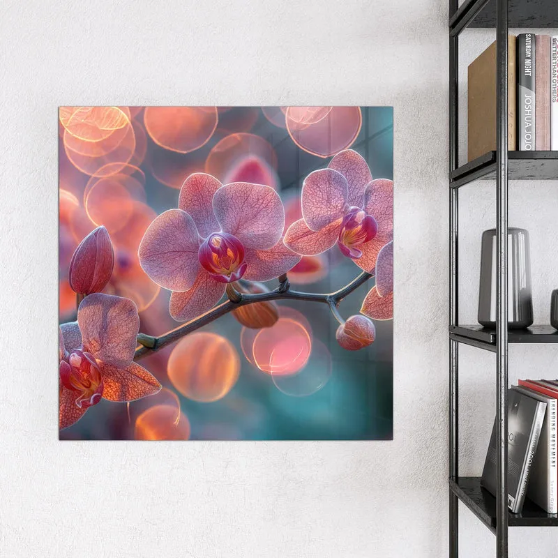 Magnettafel - Orchideen vor Orange