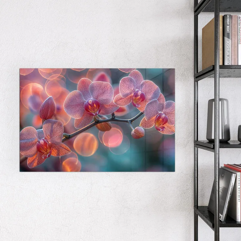 Magnettafel - Orchideen vor Orange