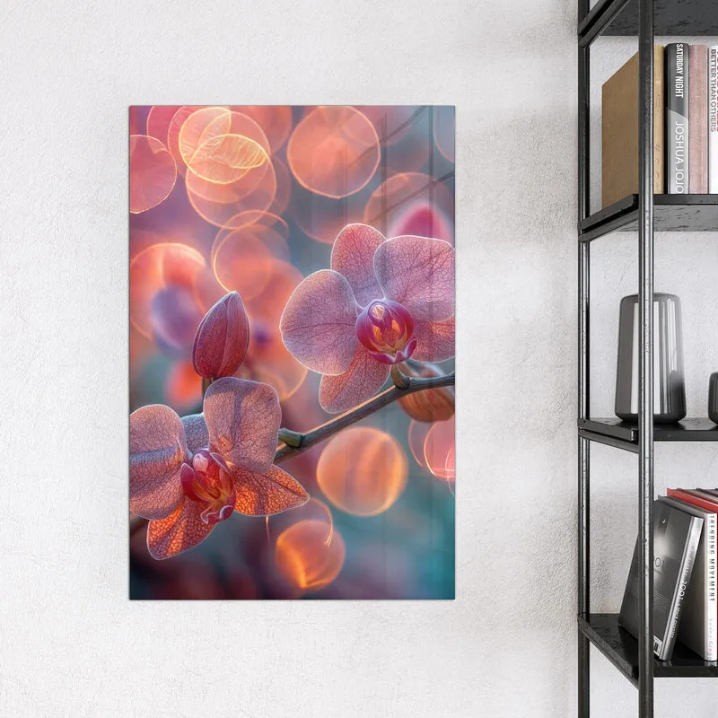 Magnettafel - Orchideen vor Orange