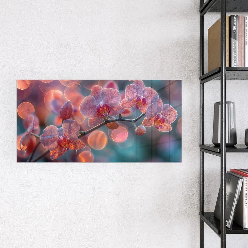 Magnettafel - Orchideen vor Orange