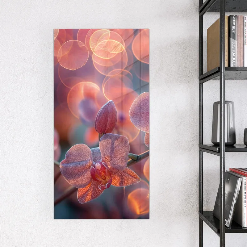 Magnettafel - Orchideen vor Orange