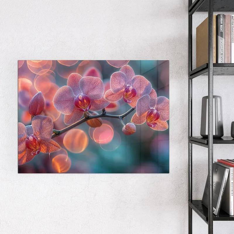 Magnettafel - Orchideen vor Orange