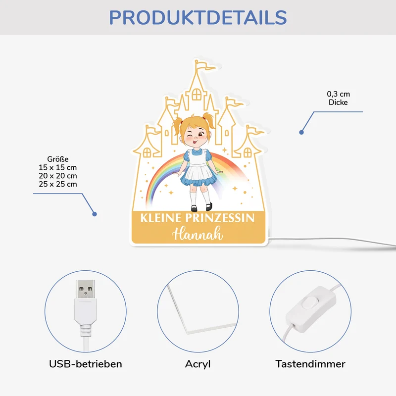 Kleine Prinzessin - Personalisiertes Geschenk | Lightbox Kinder