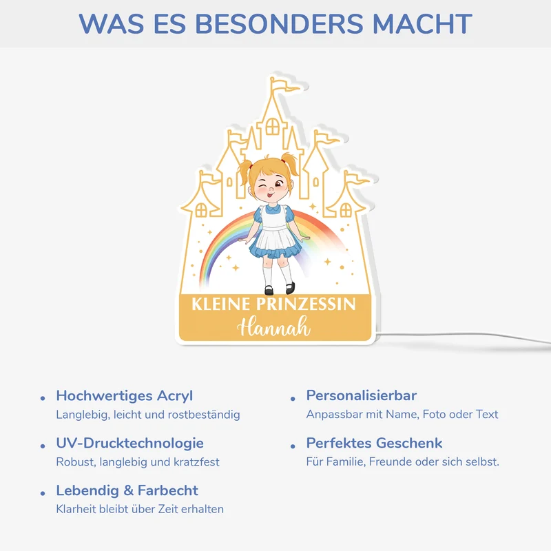 Kleine Prinzessin - Personalisiertes Geschenk | Lightbox Kinder