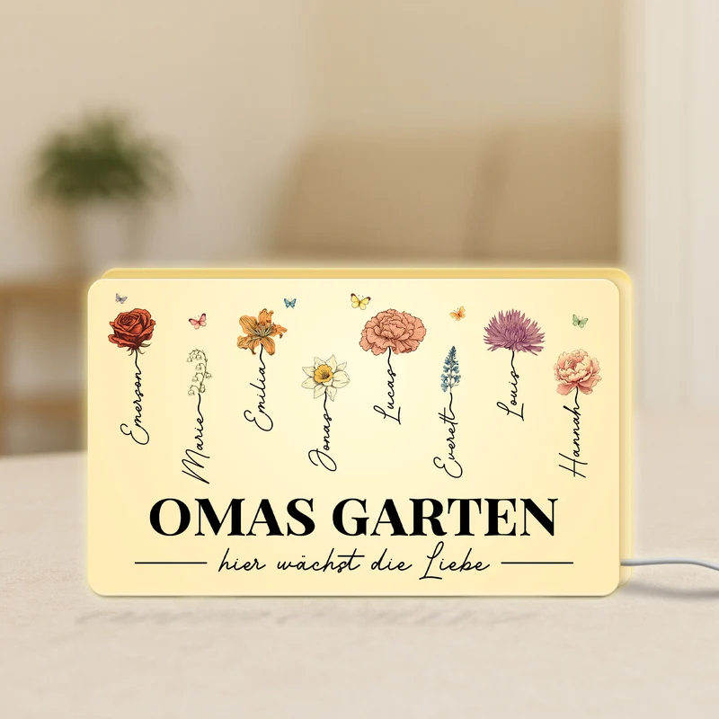 Omas Garten Blumen - Personalisiertes Geschenk | Lightbox Oma