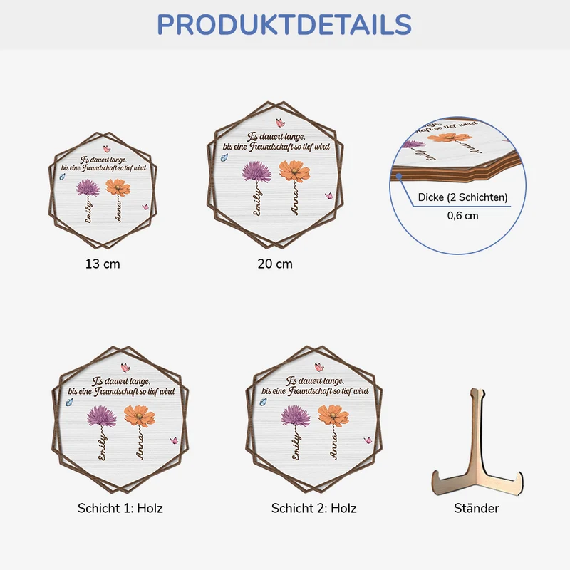 Es Braucht Lange Um Einen Alten Freund Zu Gewinnen - Personalisiertes Geschenk | Holztafel Beste Freundinnen