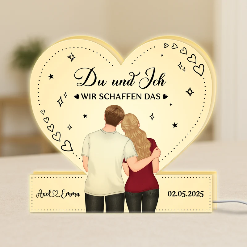 Du Und Ich Wir Schaffen Alles - Personalisiertes Geschenk | Lightbox Paar