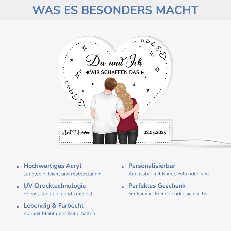 Du Und Ich Wir Schaffen Alles - Personalisiertes Geschenk | Lightbox Paar