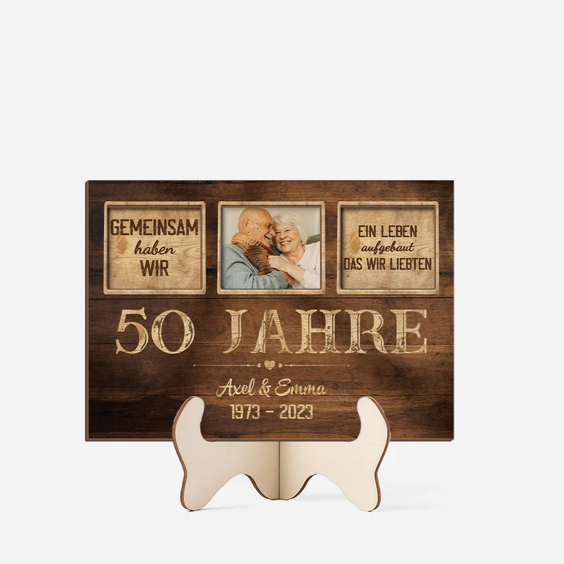 50 Jahre Verheiratet Spruch - Personalisierte Geschenke Jahrestag | Holztafel mit Foto Paar