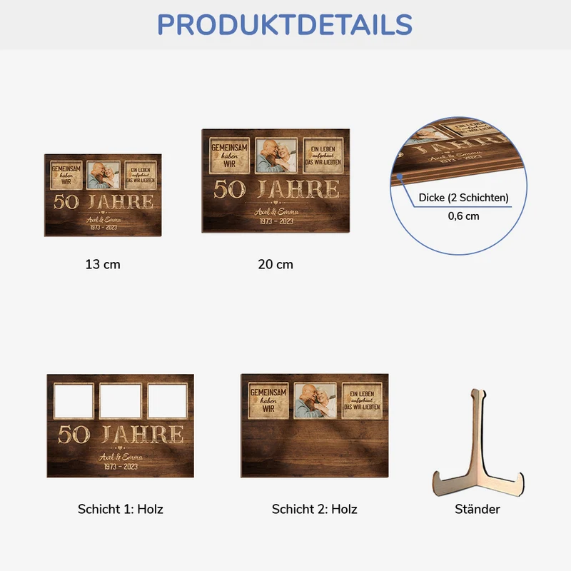 50 Jahre Verheiratet Spruch - Personalisierte Geschenke Jahrestag | Holztafel mit Foto Paar