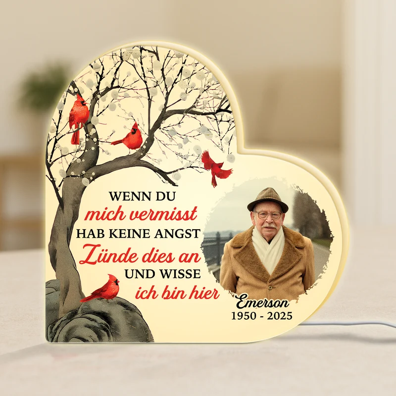 Zünde Es An Und Wisse Ich Bin Hier - Personalisiertes Geschenk | Lightbox mit Foto Papa zur Erinnerung