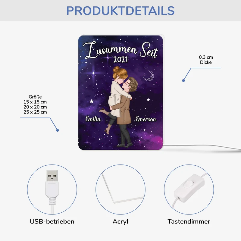 Zusammen - Personalisiertes Geschenk | Lightbox Paar