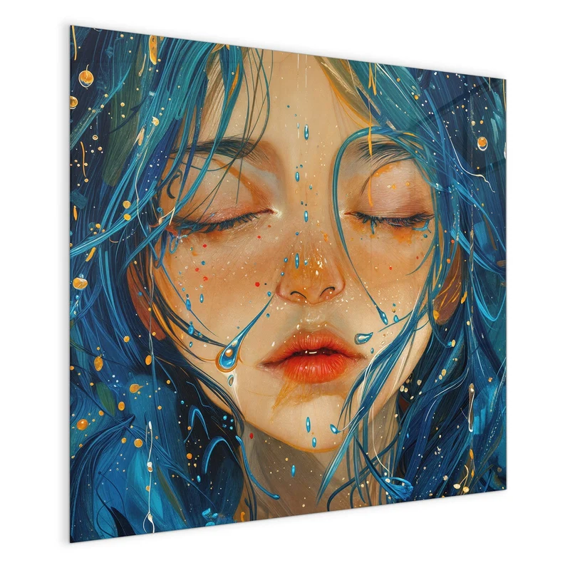 Magnettafel - Gesicht mit blauem Haar