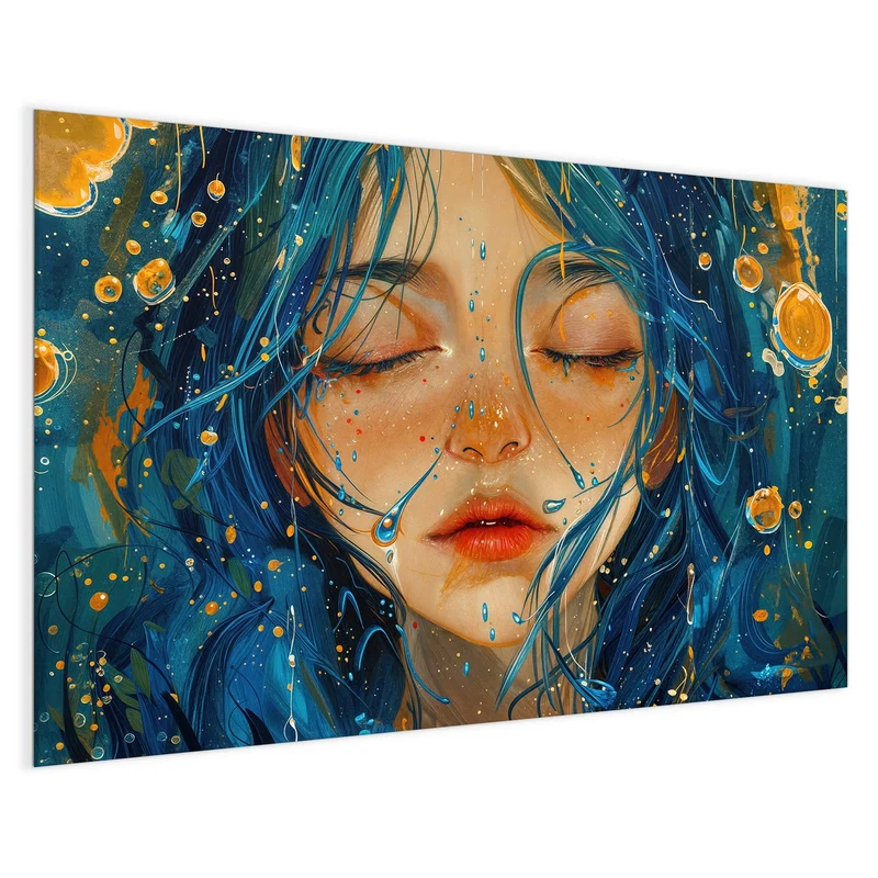 Magnettafel - Gesicht mit blauem Haar