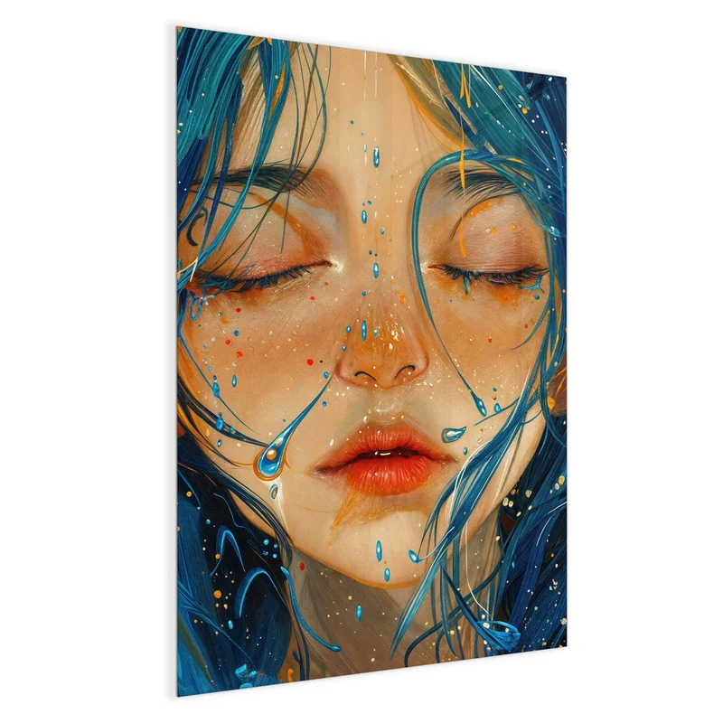 Magnettafel - Gesicht mit blauem Haar