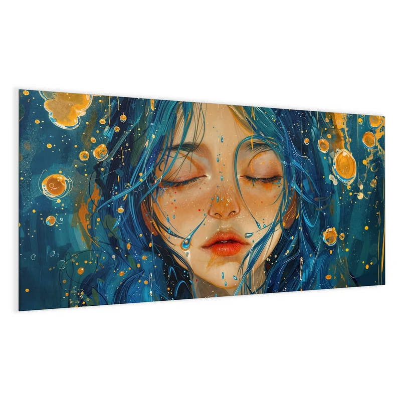 Magnettafel - Gesicht mit blauem Haar