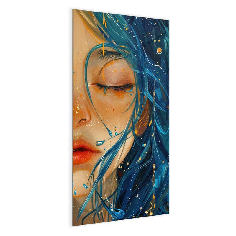 Magnettafel - Gesicht mit blauem Haar