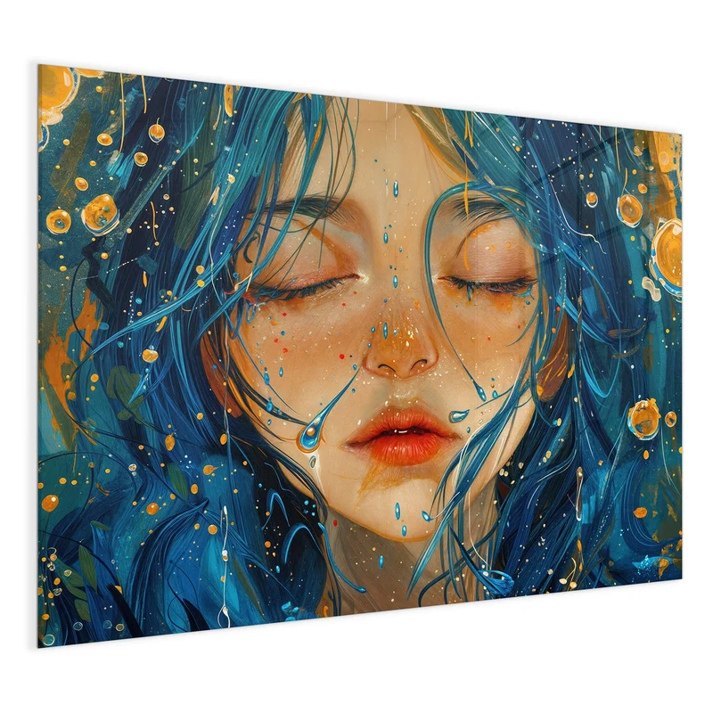 Magnettafel - Gesicht mit blauem Haar