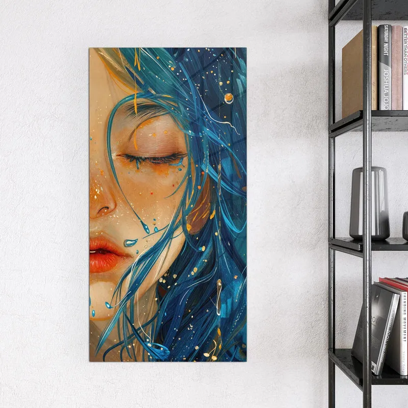 Magnettafel - Gesicht mit blauem Haar