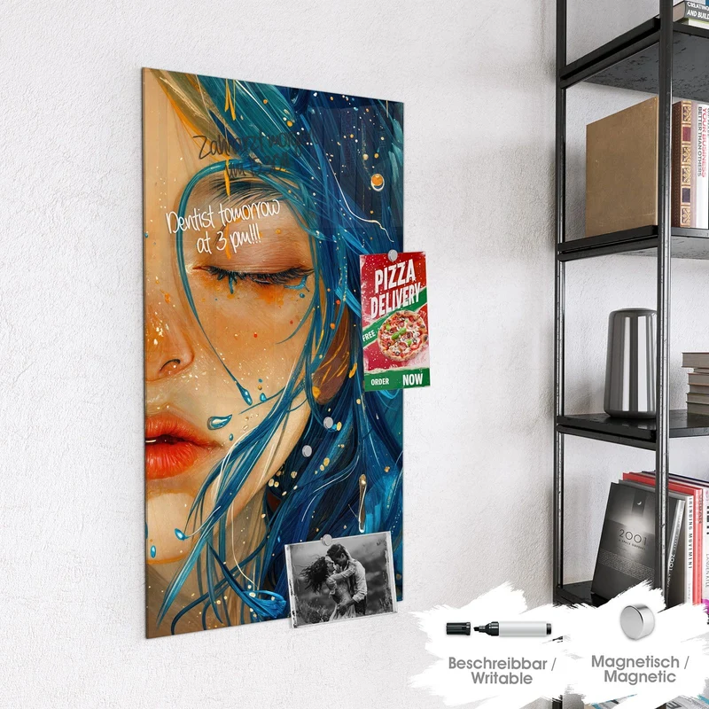 Magnettafel - Gesicht mit blauem Haar
