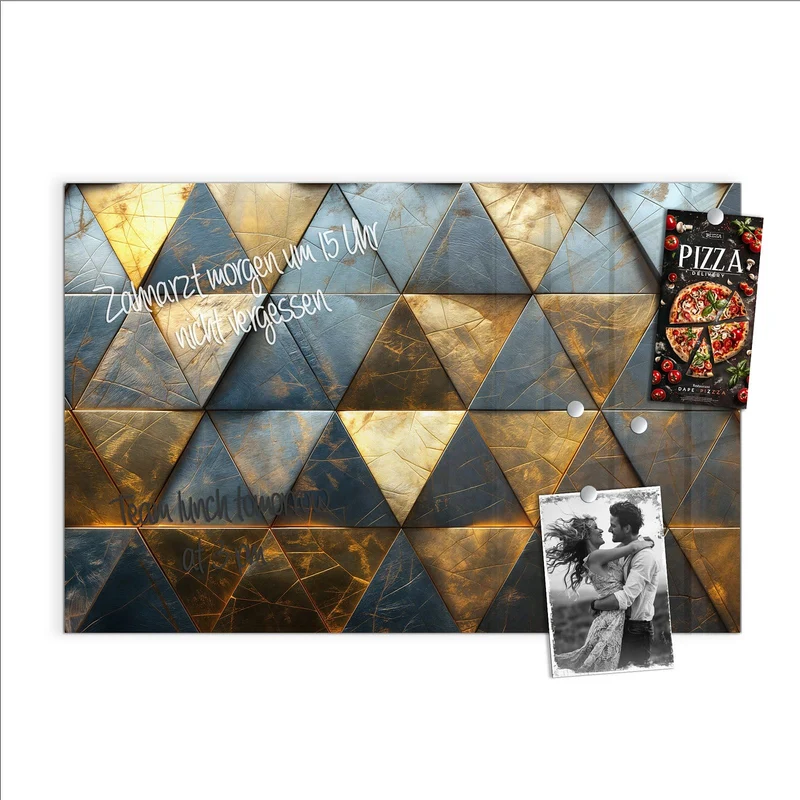 Magnettafel - Blaugoldene Dreiecke