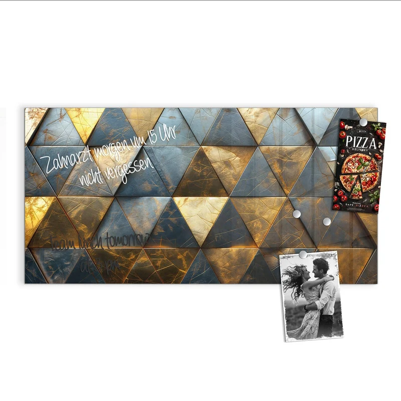 Magnettafel - Blaugoldene Dreiecke
