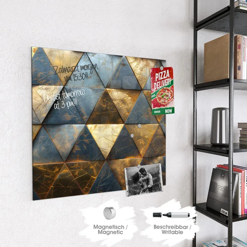 Magnettafel - Blaugoldene Dreiecke