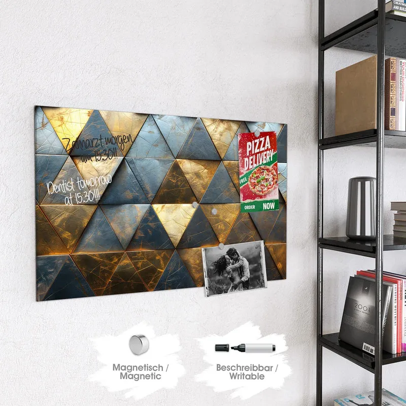 Magnettafel - Blaugoldene Dreiecke