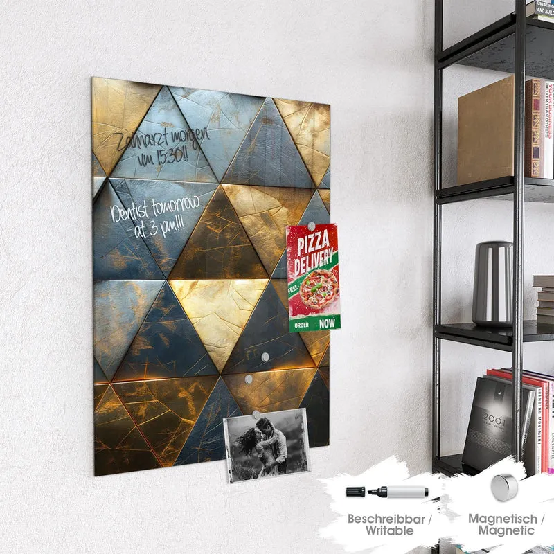 Magnettafel - Blaugoldene Dreiecke