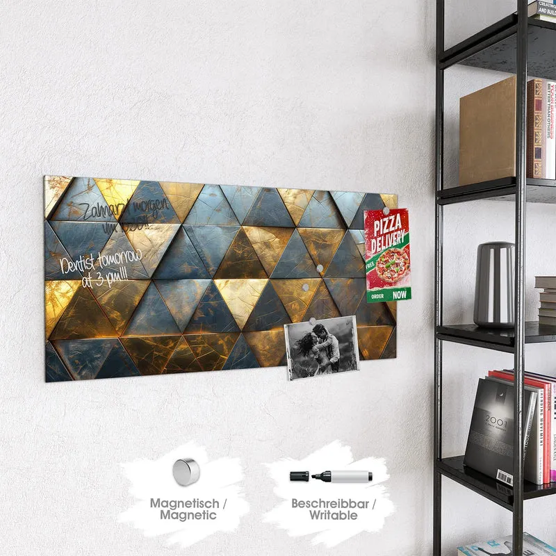 Magnettafel - Blaugoldene Dreiecke