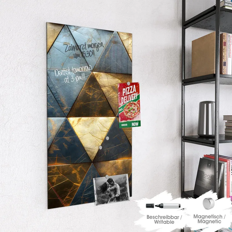Magnettafel - Blaugoldene Dreiecke