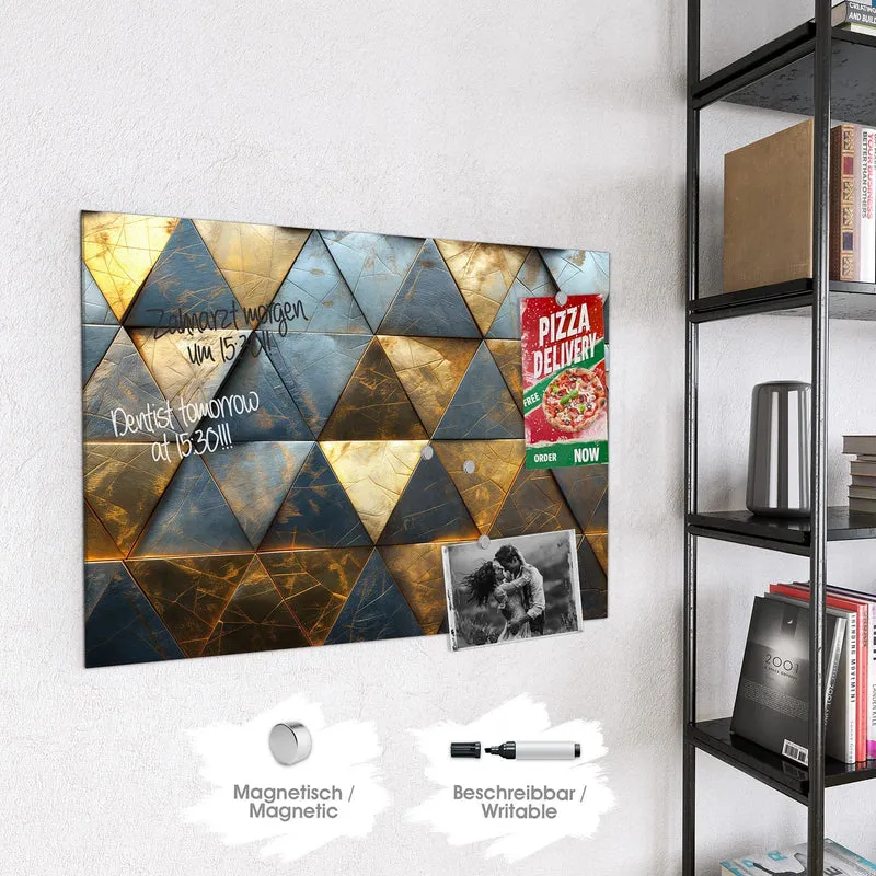 Magnettafel - Blaugoldene Dreiecke