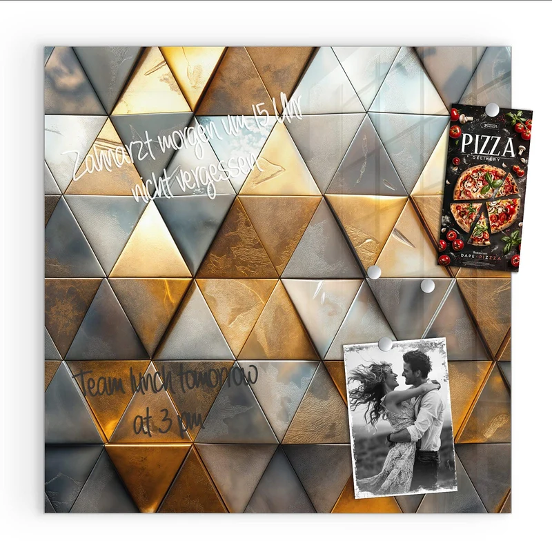 Magnettafel - Metalldreiecke in Gold