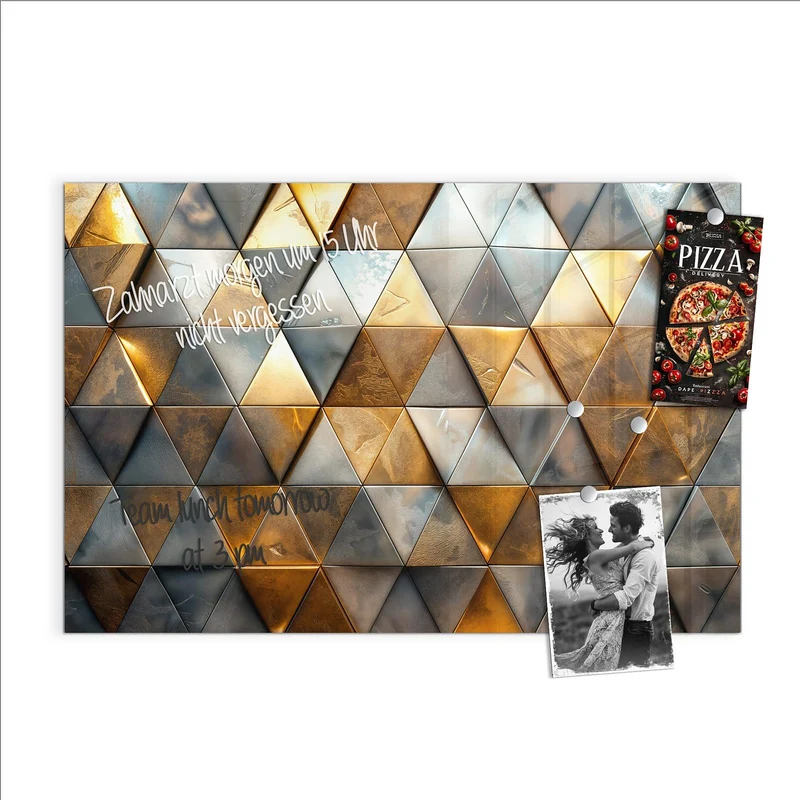 Magnettafel - Metalldreiecke in Gold