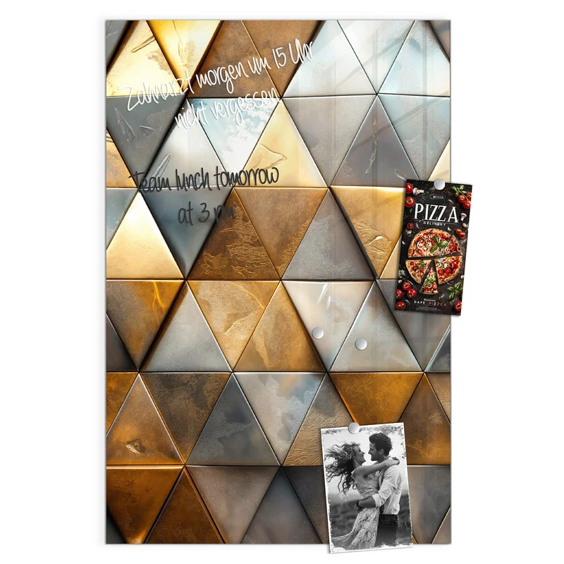 Magnettafel - Metalldreiecke in Gold