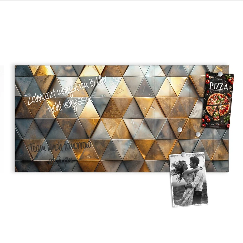 Magnettafel - Metalldreiecke in Gold